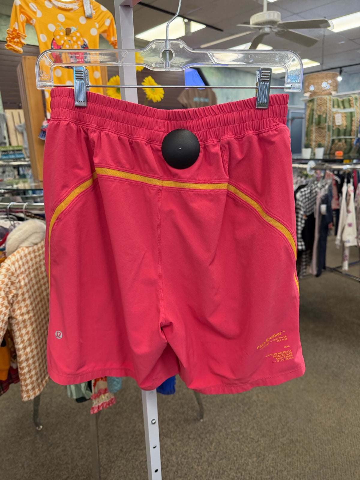 Pre-owned Lululemon Dark pink Yellow Trim Mens Size 30 Mens Shorts