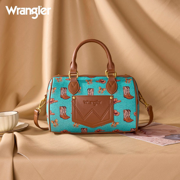 New WRANGLER Turquoise Brown Print M Crossbody Purse