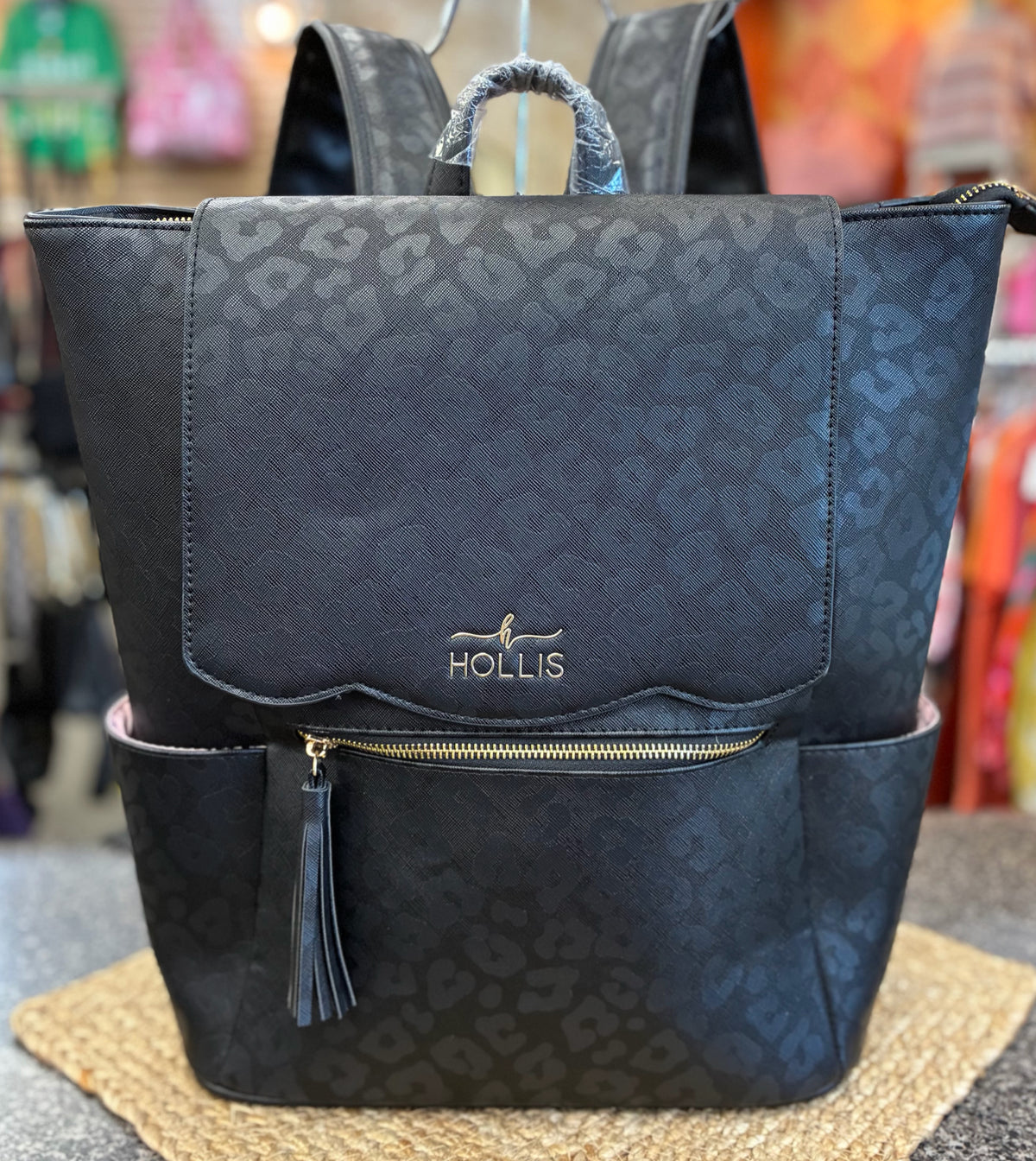 Pre-owned Hollis Black Animal XL Backpack Purse