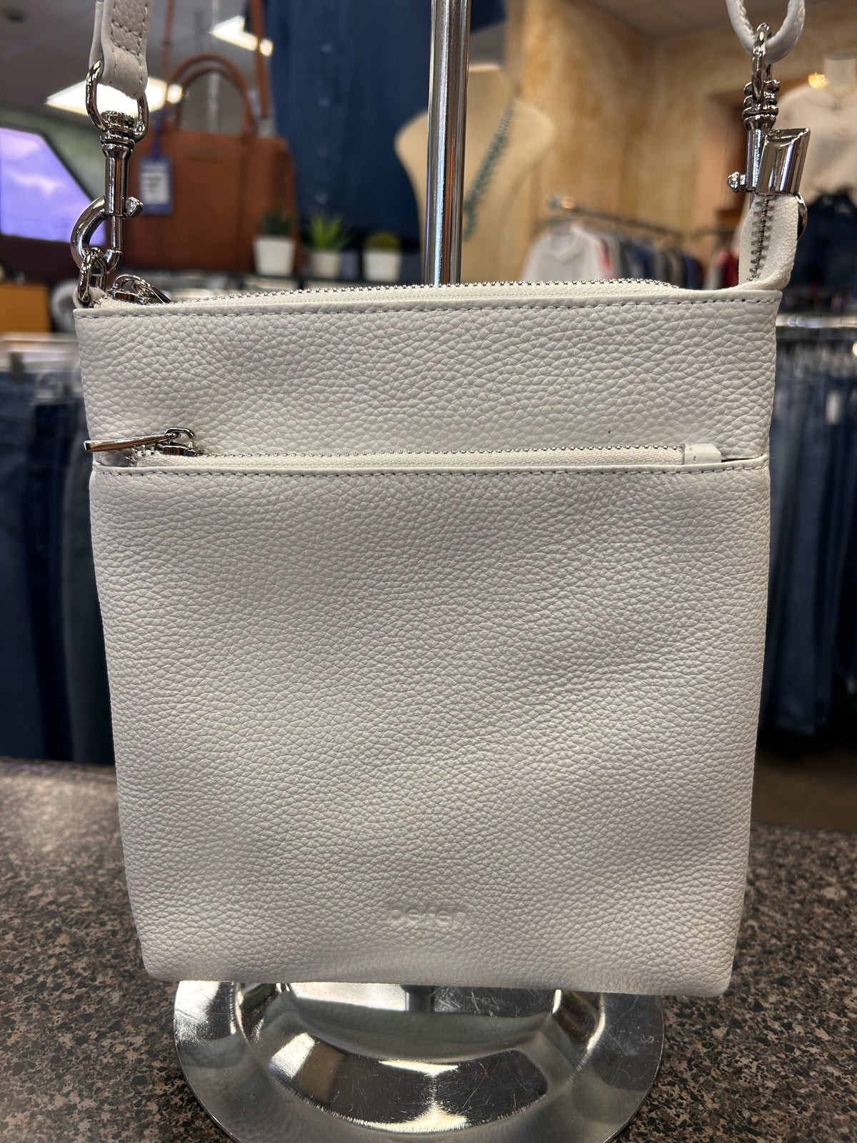 Pre-owned Befen White Silver Trim S Crossbody Purse