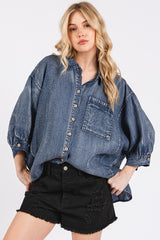 New MITTOSHOP Dark Denim Size S Short Sleeve Blouse