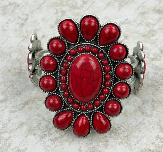 New WESTERN Red Silver Bracelet
