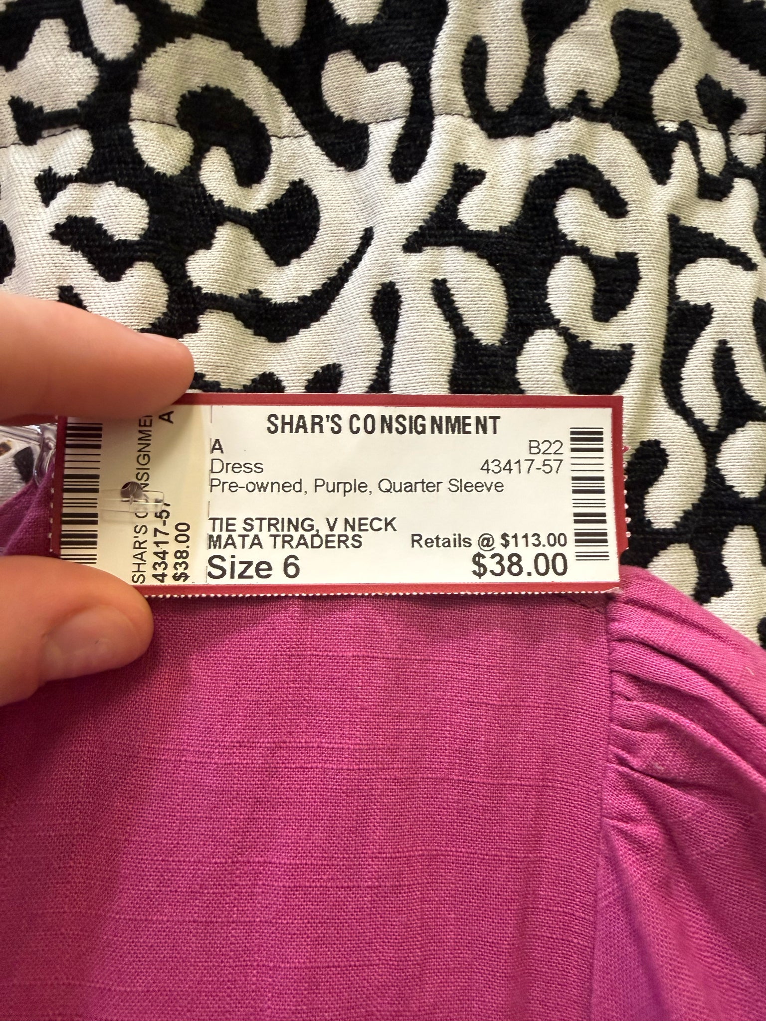 Pre-owned MATA TRADERS Purple Size 6 Quarter Sleeve Dress