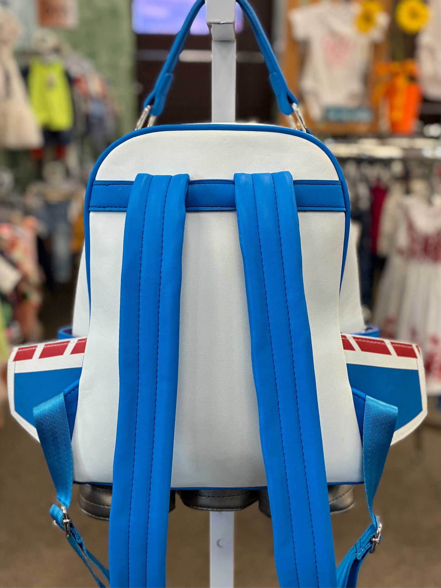 Pre-owned PIXAR White Blue Trim Backpack Designer Purse