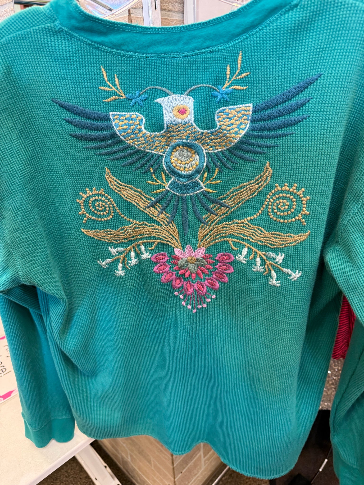 Pre-owned JOHNNY WAS Jade Floral Long Sleeve Size: S Designer Blouse