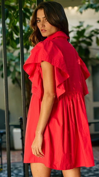 New Bucket List Red Size Small Short Sleeve Dress