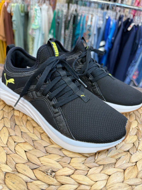 Pre-owned PUMA Black Yellow Trim Size 6 Sneaker
