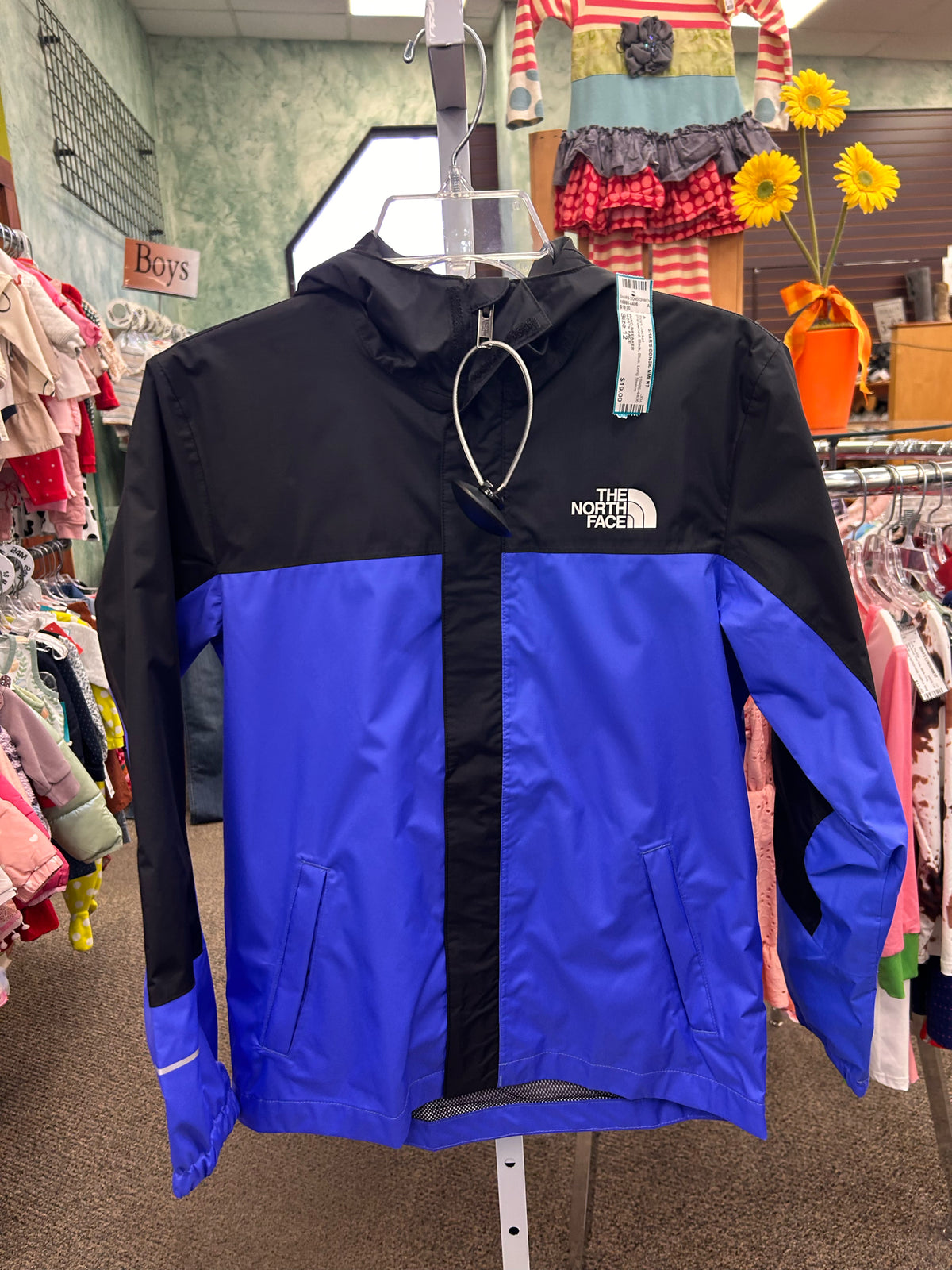 Pre-owned NORTH FACE Black Blue C-SIZE 12 Long Sleeve Boys Jacket