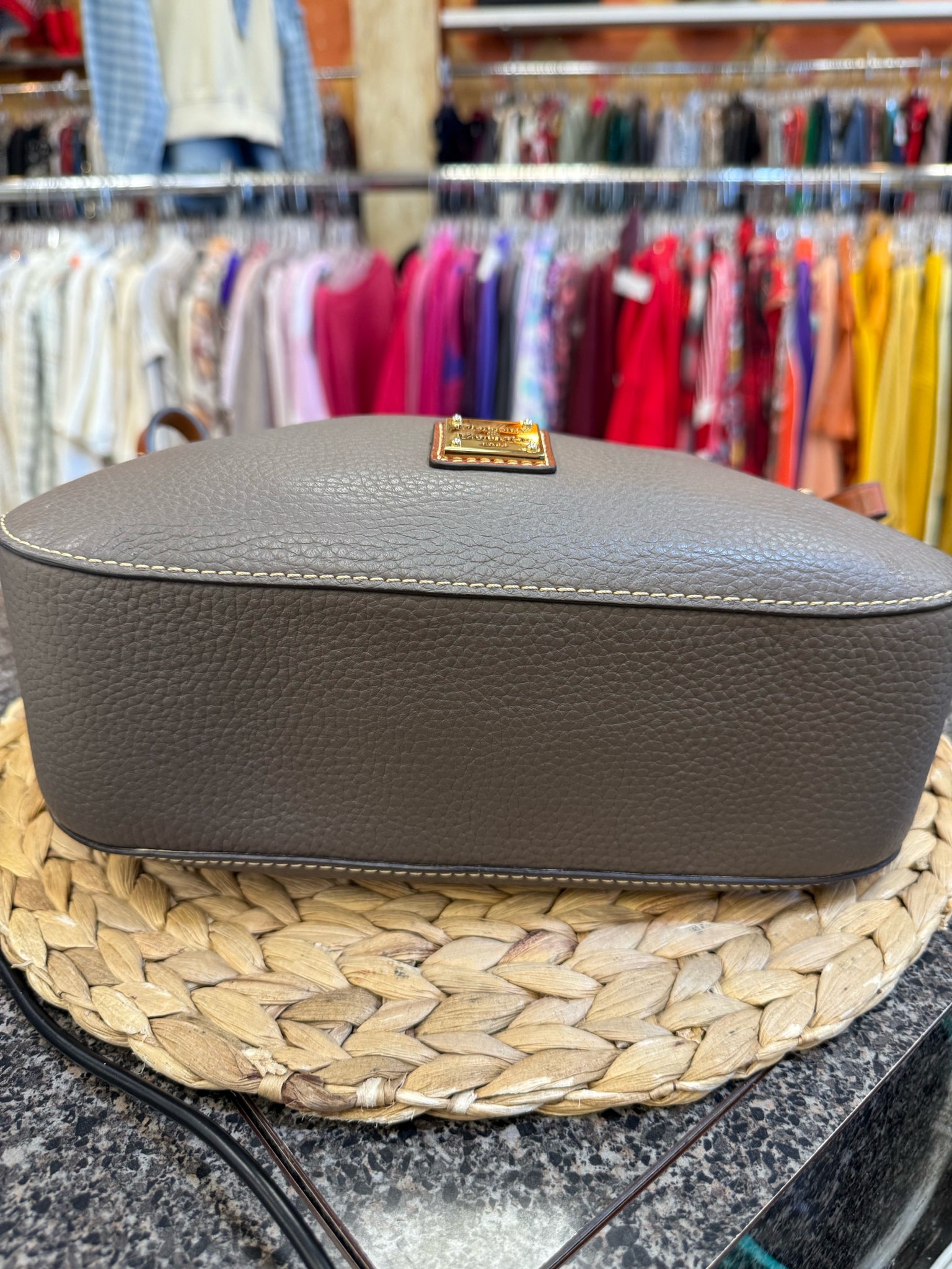 Pre-owned DOONEY&BOURKE Taupe Tan Shoulder Designer Purse