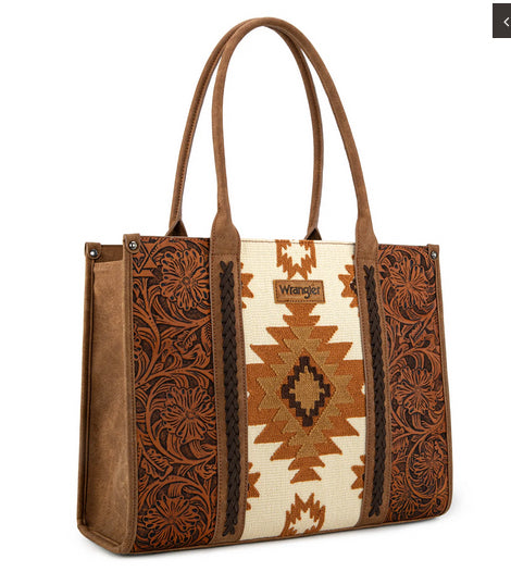 New WRANGLER Brown Cream L Tote Purse
