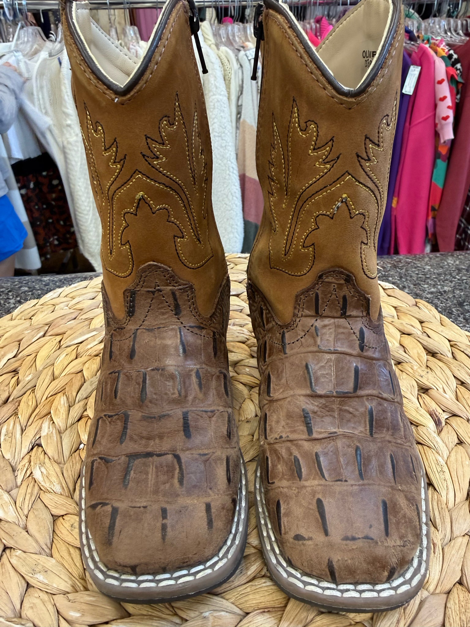 Pre-owned OLD WEST Brown C-SIZE 7 Boys Boots