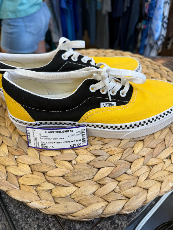 Pre-owned VANS Yellow Black Size 7.5 Sneaker
