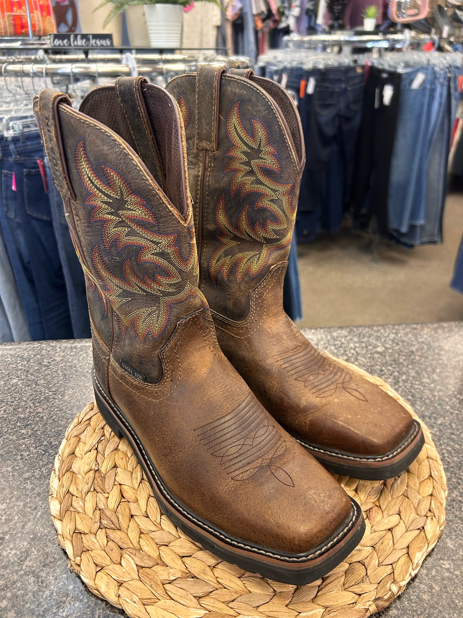 New with Tag JUSTIN Brown Multi Trim SHOE SIZE 12 Mens Designer Boot