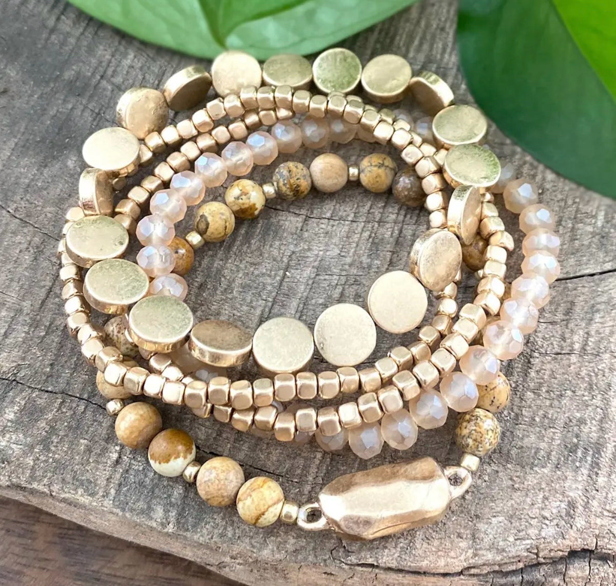 New PENNY BRUSHED GOLD Cream Bracelet