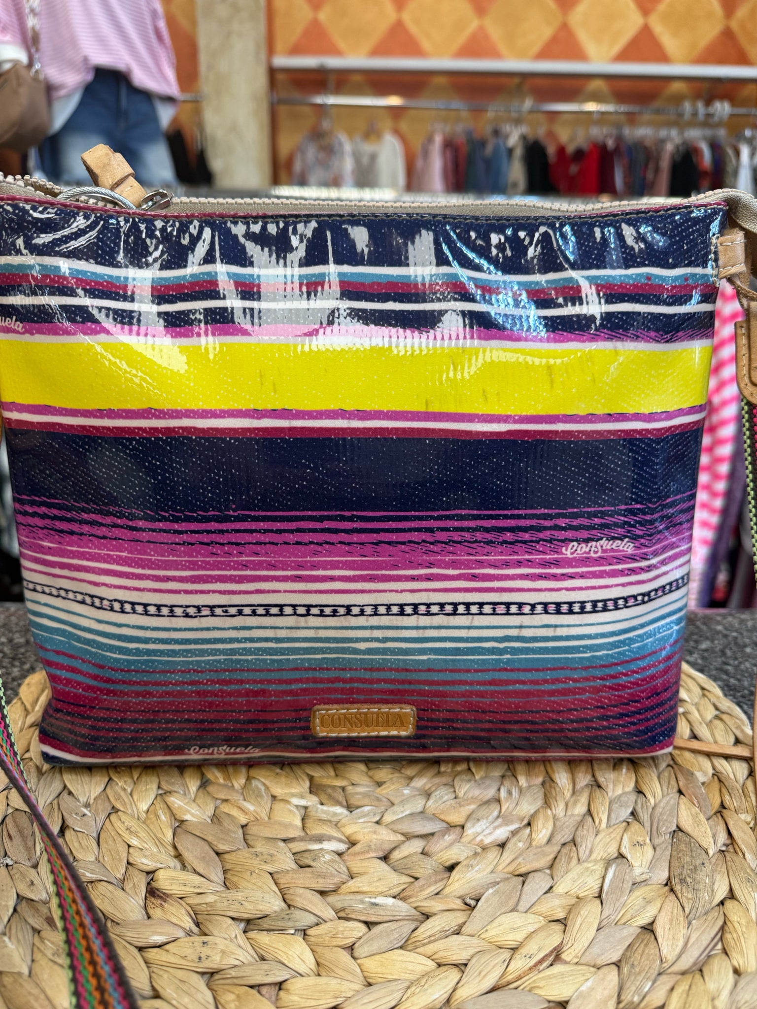 Pre-owned CONSUELA Yellow Pink Crossbody Designer Purse
