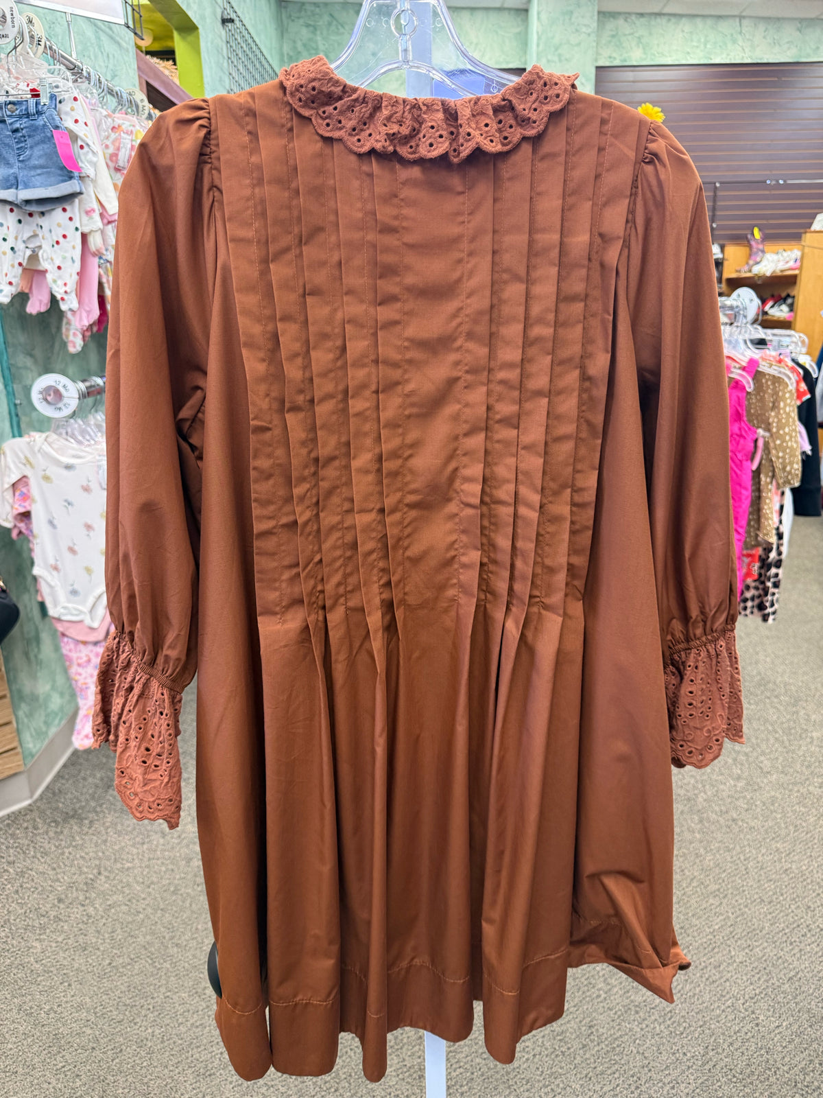 Pre-owned ENTRO Brown Size 4/6 Long Sleeve Dress