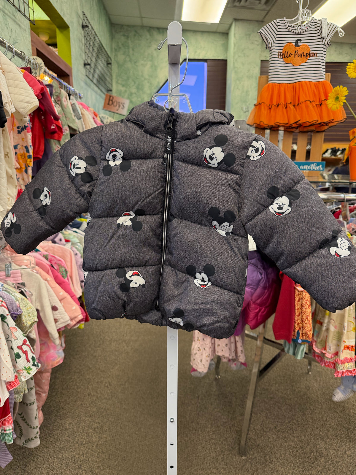 Pre-owned H & M Dark gray White C-SIZE 12/18mo Long Sleeve Boys Coat
