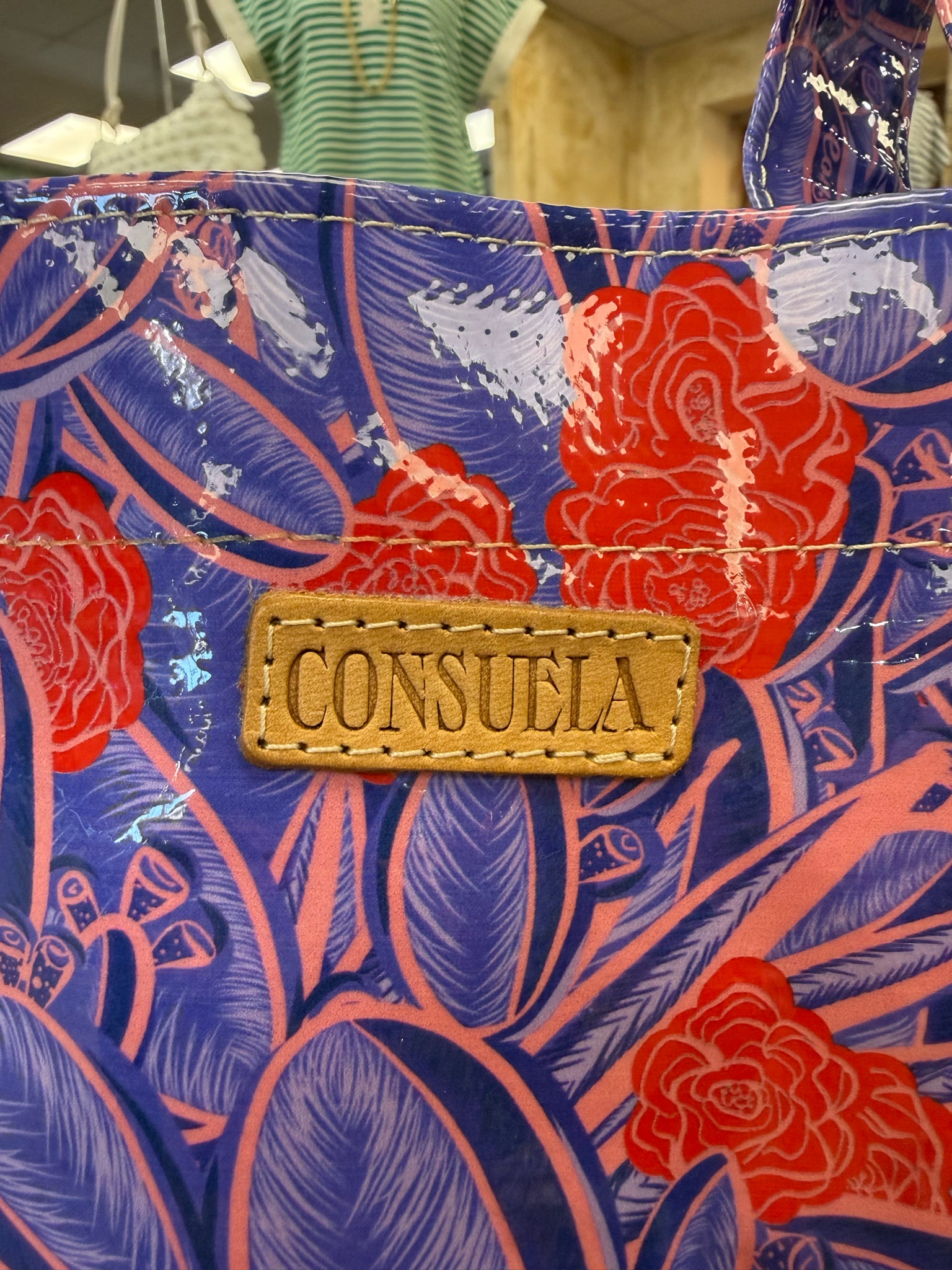 Pre-owned CONSUELA Purple floral Red Floral Tote Designer Purse