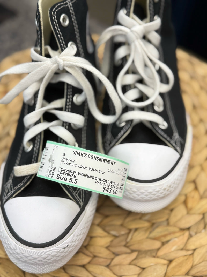 Pre-owned CONVERSE Black White Trim Size 5.5 Sneaker