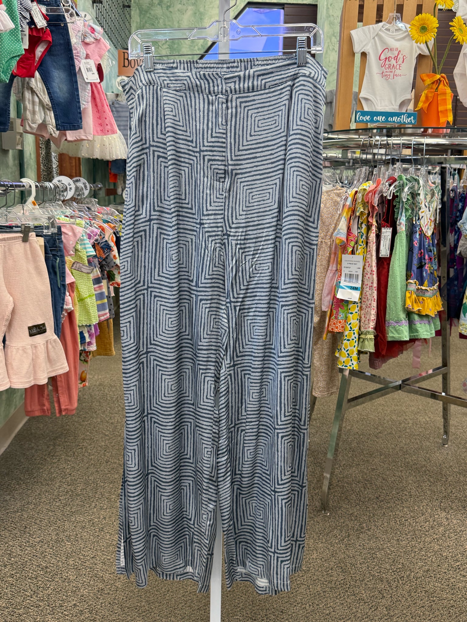 Pre-owned JOHNNY WAS Blue print Light Blue Size: 12 Designer Pant