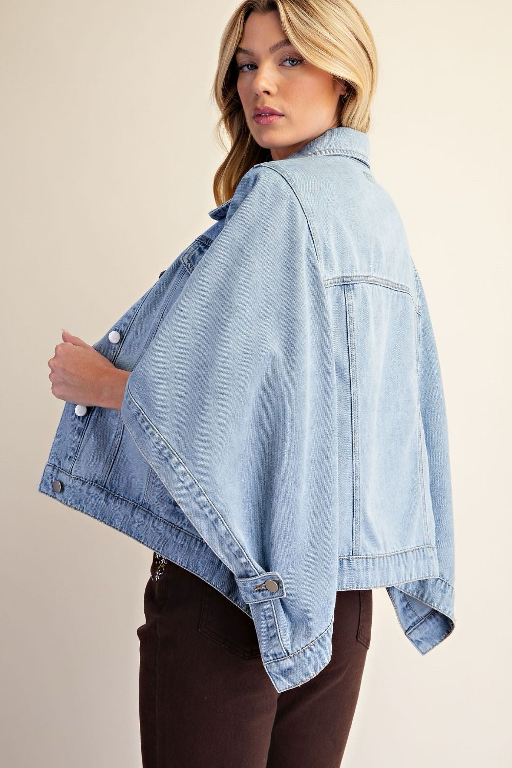 New EASEL Blue Size S Quarter Sleeve Denim Jacket