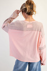 New EASEL Pink Cream Size S/M Long Sleeve Blouse