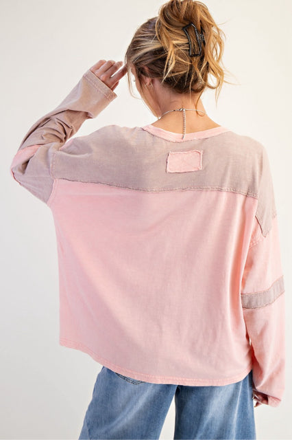New EASEL Pink Cream Size S/M Long Sleeve Blouse