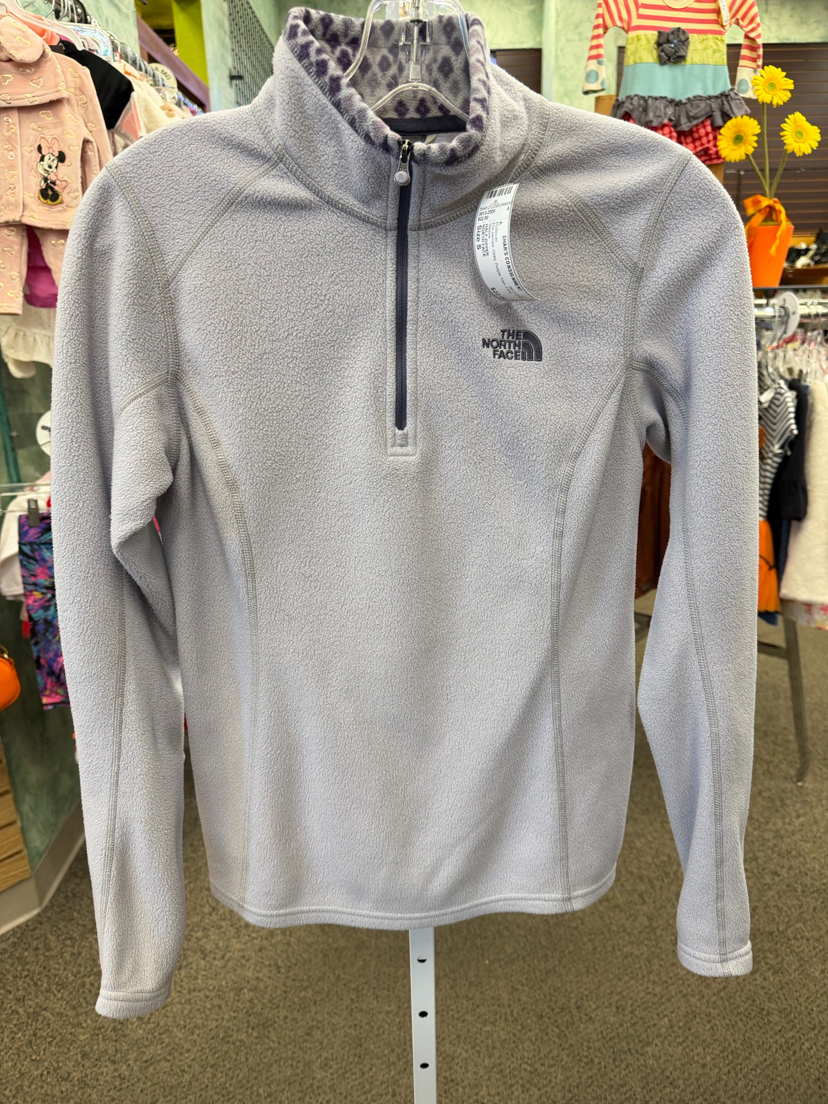 Pre-owned NORTH FACE Gray Purple Trim Size S Long Sleeve Pullover