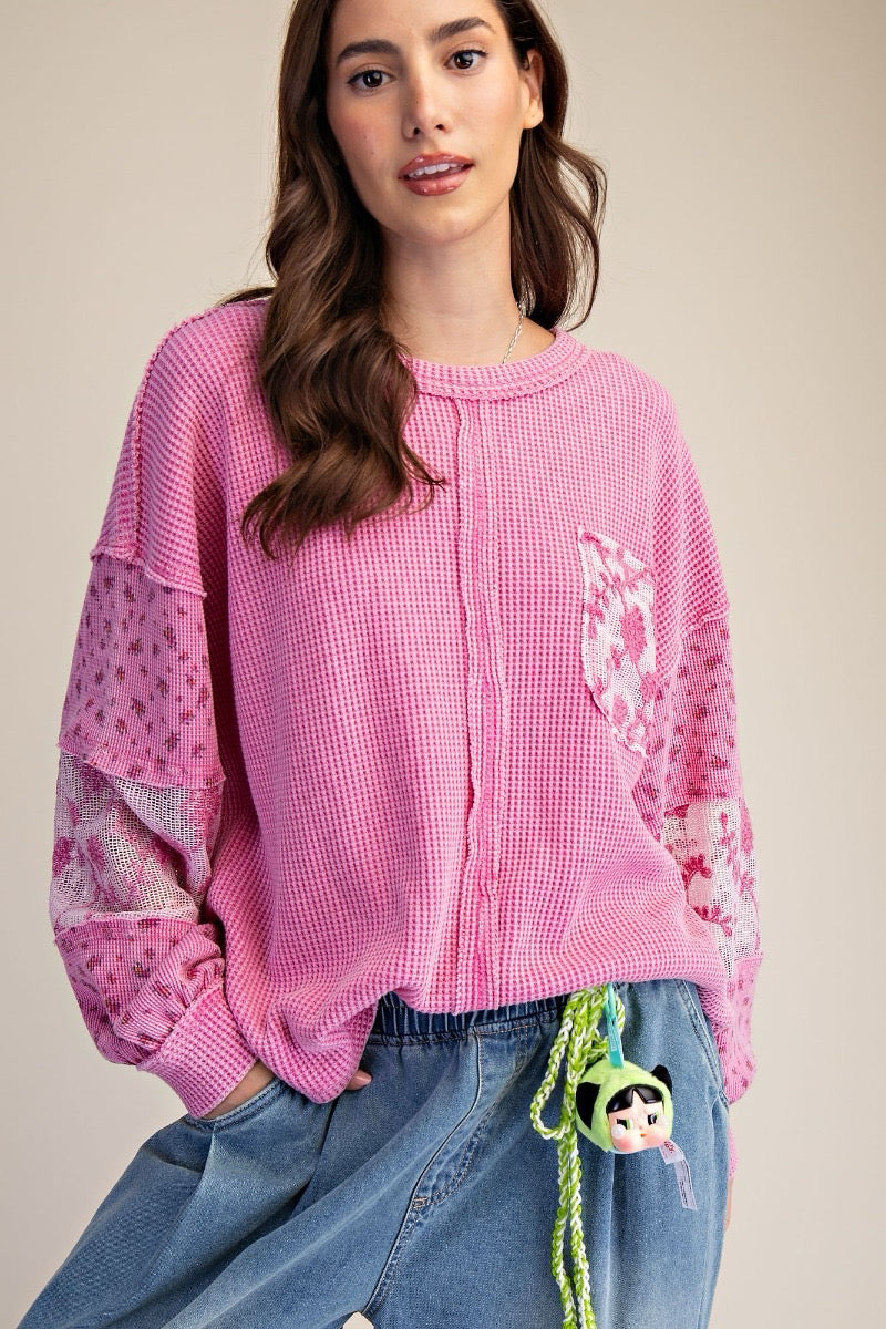 New EASEL Pink Size S Long Sleeve Blouse