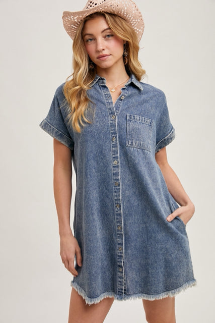 New Bluivy Blue Jean Size Small Short Sleeve Dress