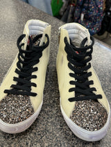 Pre-owned Golden Goose Cream Silver Sparkle Size 7 Designer Sneaker