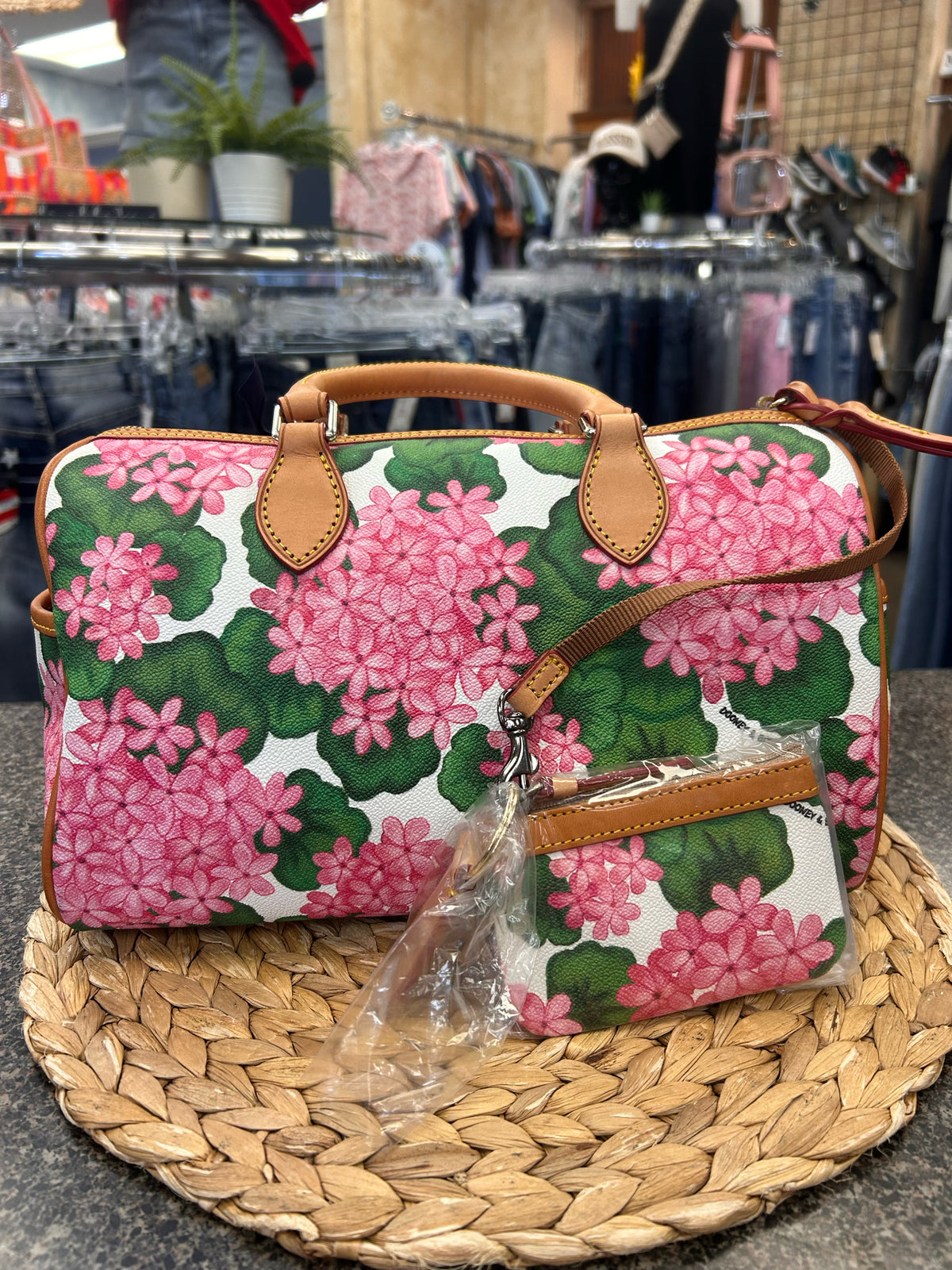 New with Tag DOONEY&BOURKE Pink floral Multi Floral Crossbody Designer Purse