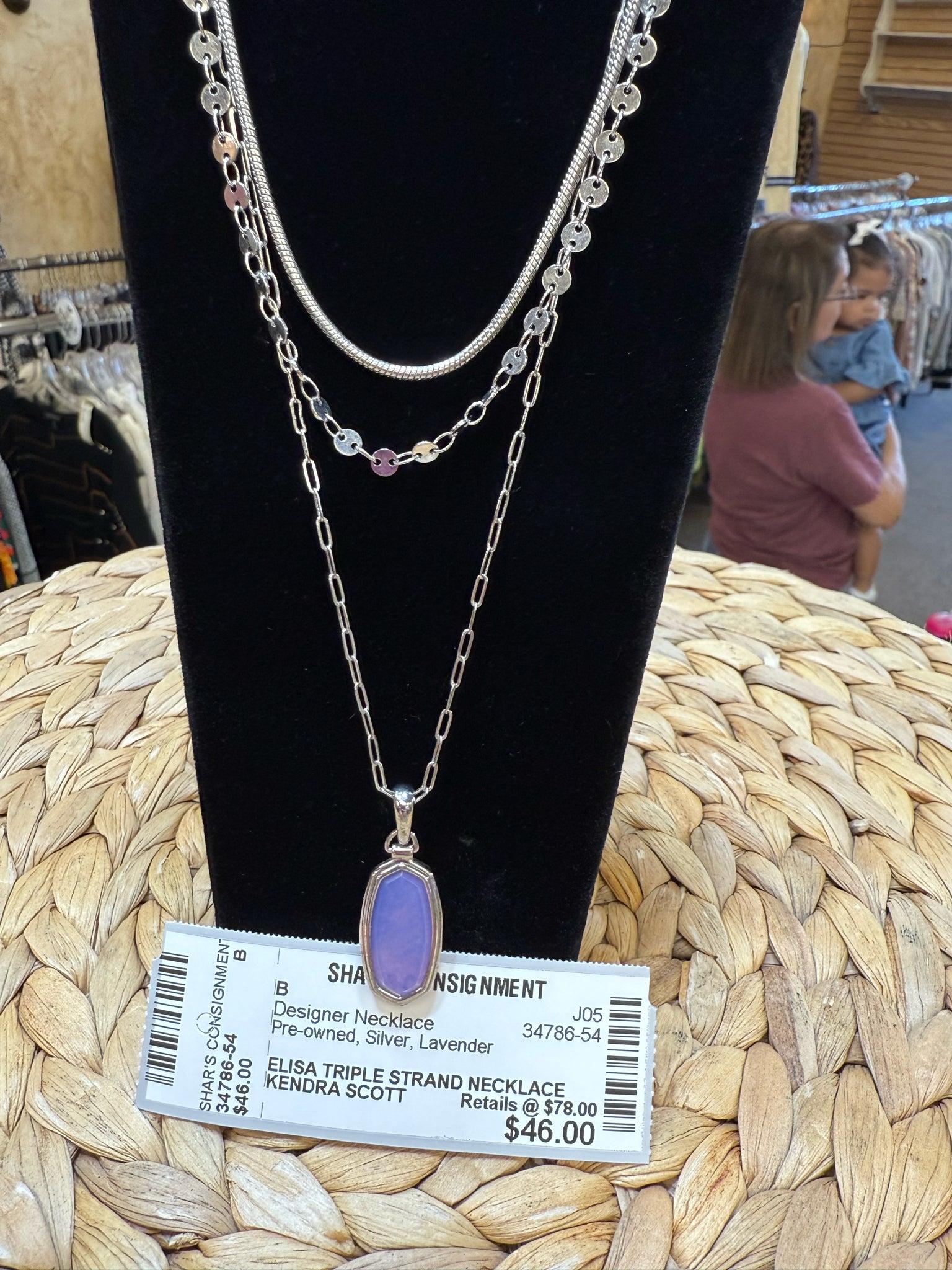 Pre-owned KENDRA SCOTT Silver Lavender Designer Necklace