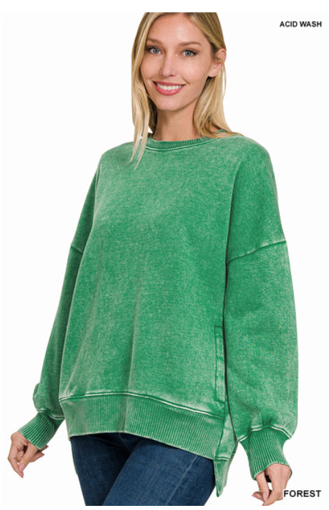 New Zenana Green Size S Long Sleeve Sweatshirt