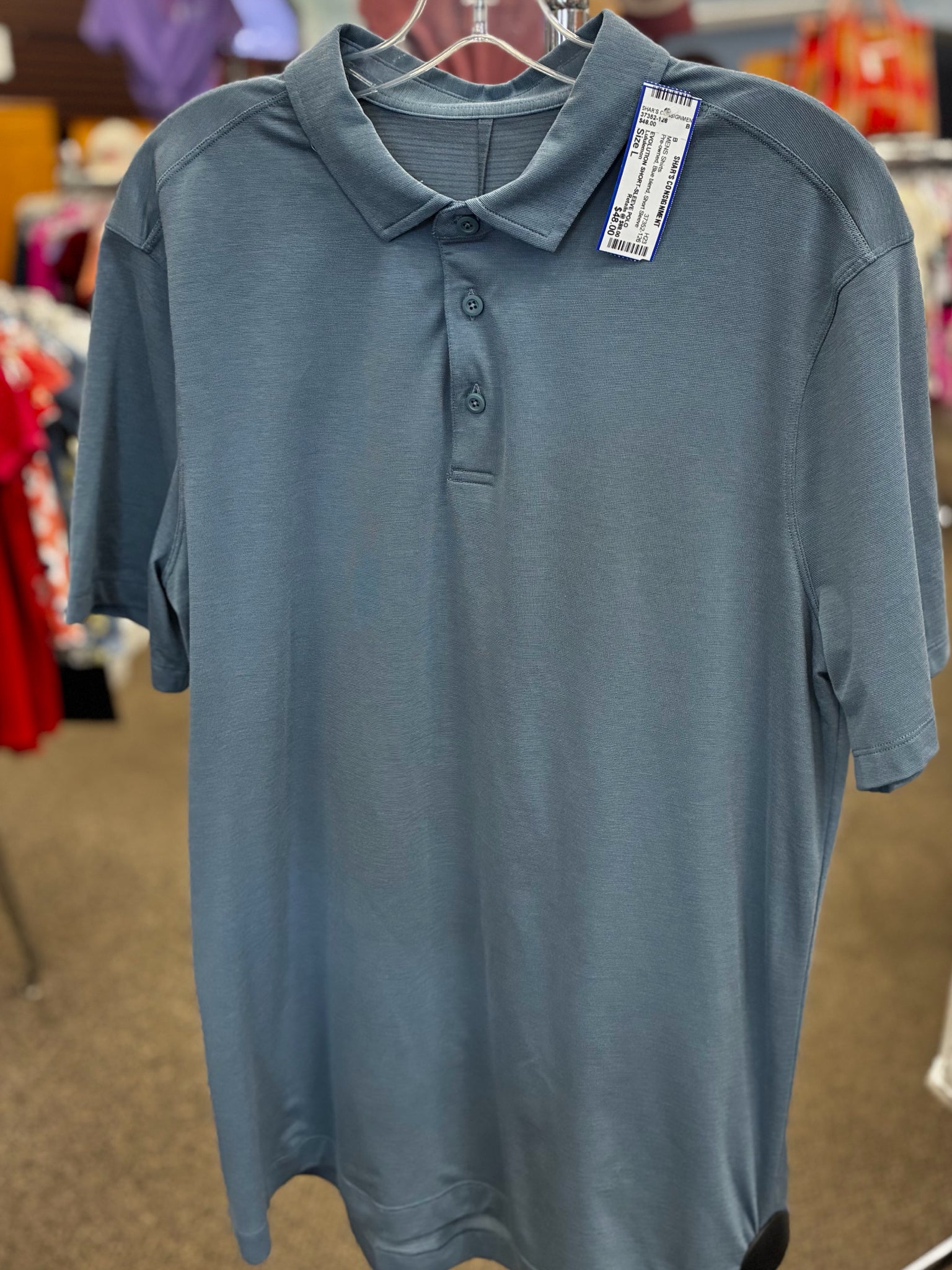Pre-owned Lululemon Blue blend Men Size L Short Sleeve MENS Shirts