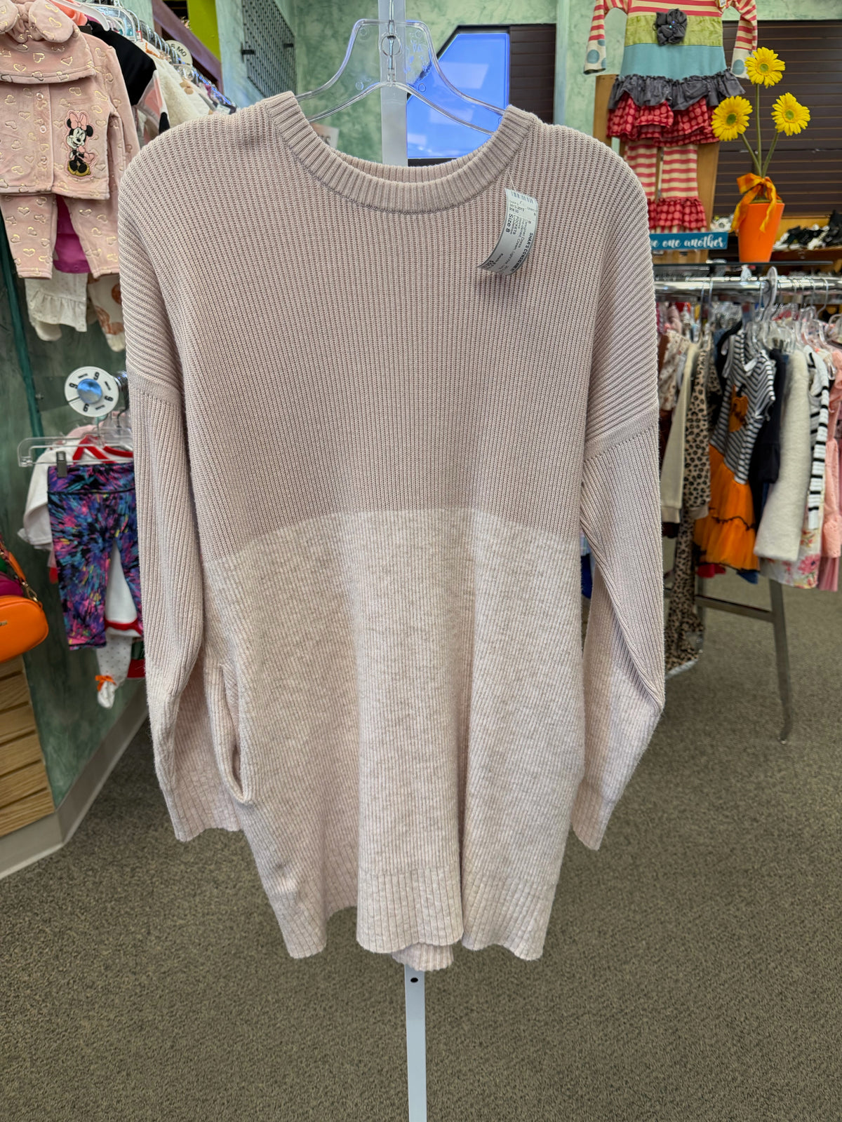 Pre-owned Lululemon Cream Light Pink Size 8 Long Sleeve Designer Dress