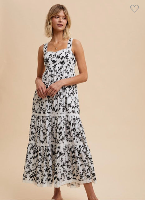 New IN LOOM Off white Black Floral Size Small Sleeveless Dress