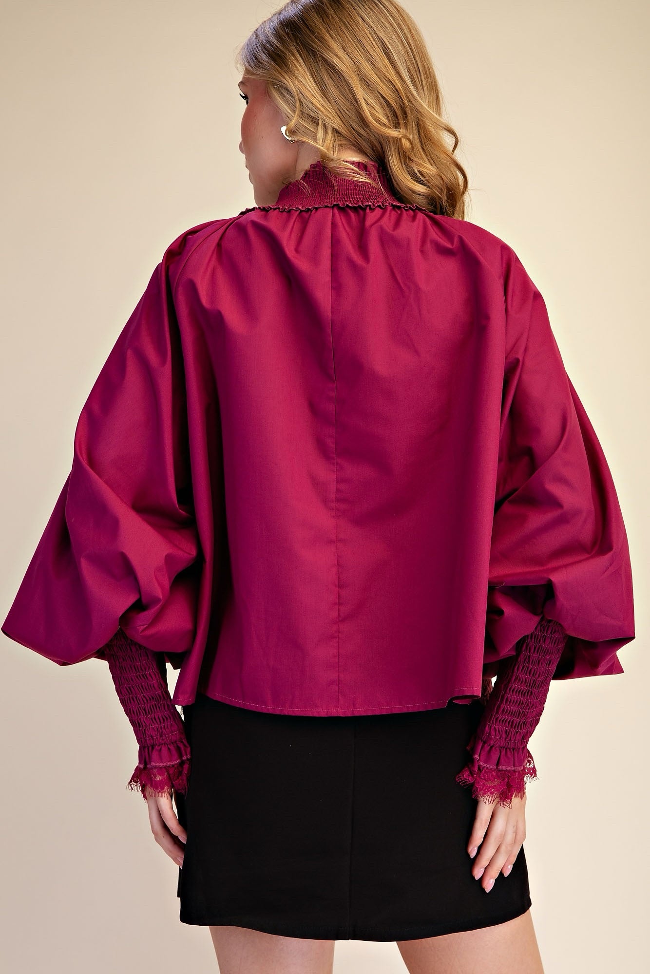 Pre-owned GLAM Plum Size: S Long Sleeve Blouse