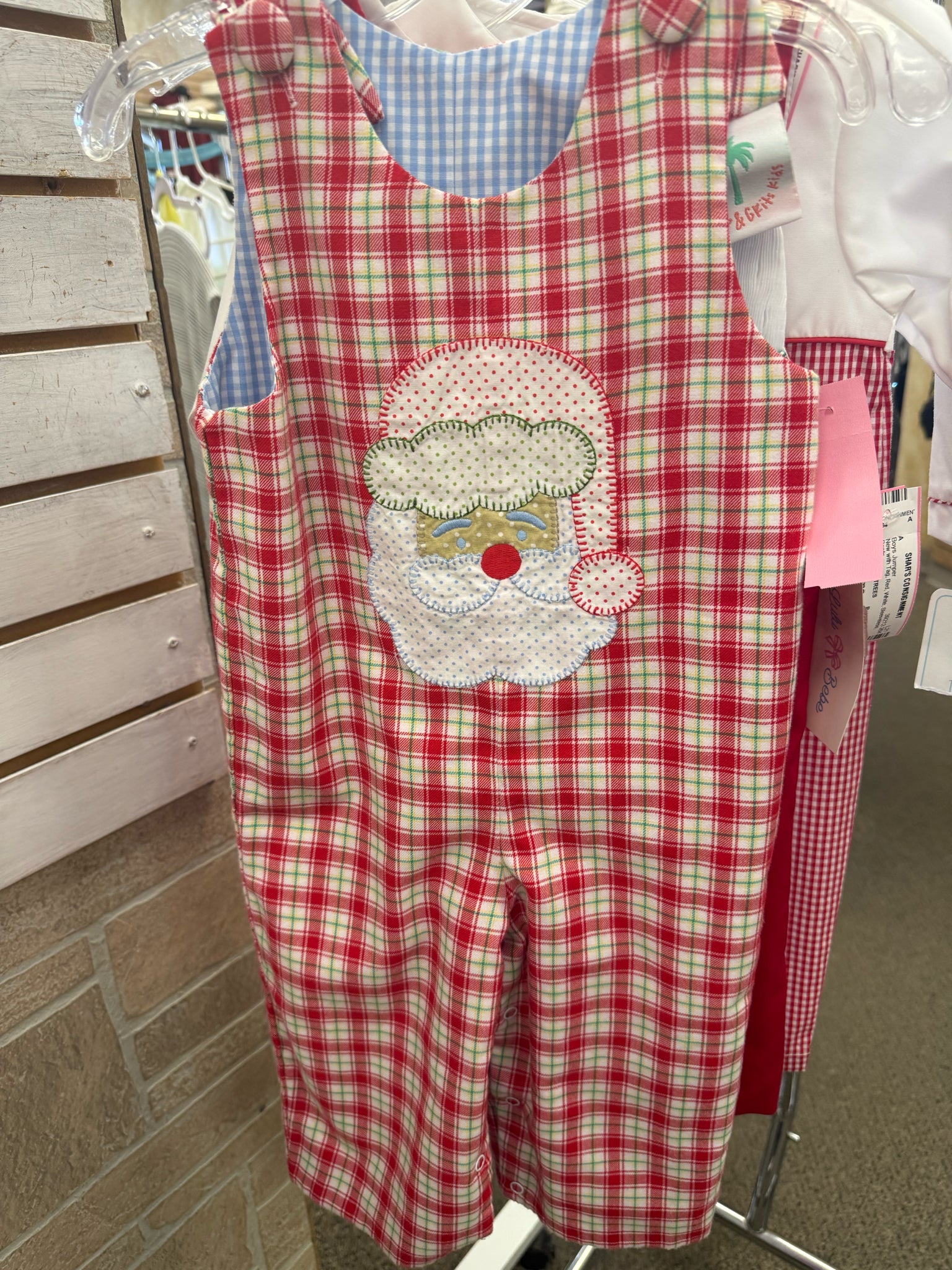 Pre-owned SHRIMP AND GRIT KIDS Red plaid Green C-SIZE 12mo Pants Boys Jumper