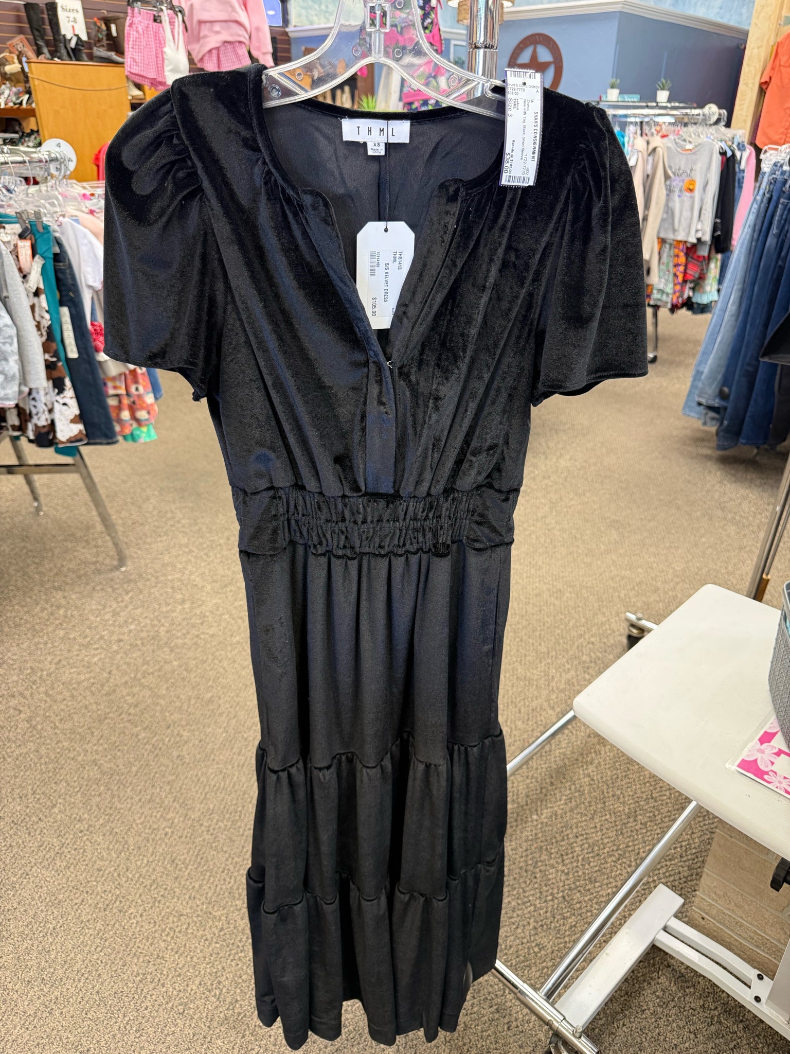 New with Tag THML Black Size 3 Short Sleeve Dress