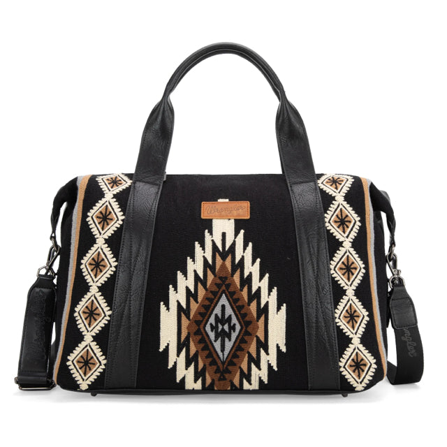 New WRANGLER Black Print Cream XL Duffel Purse