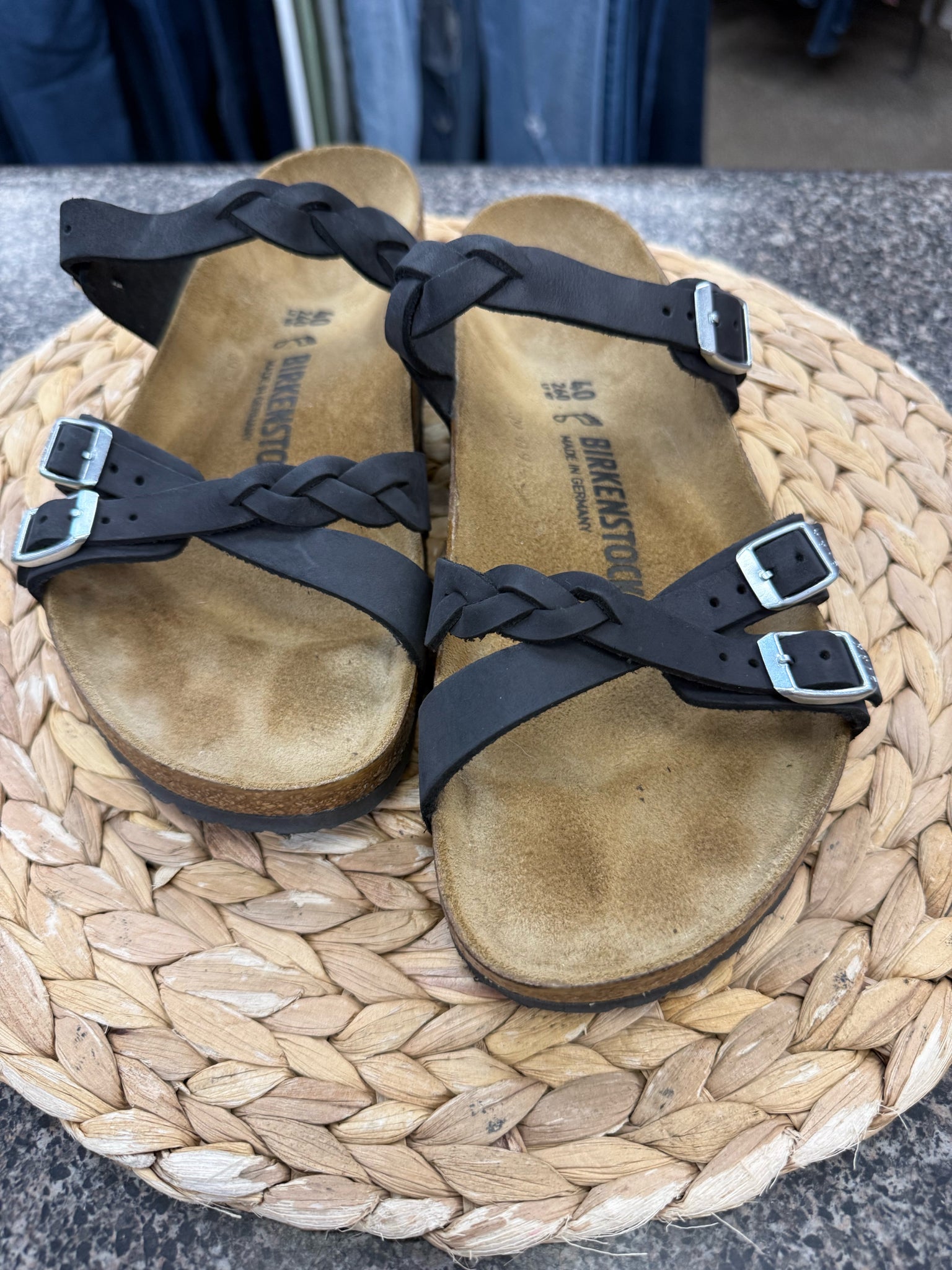 Pre-owned BIRKENSTOCK Black Brown Size 9 Designer Sandal