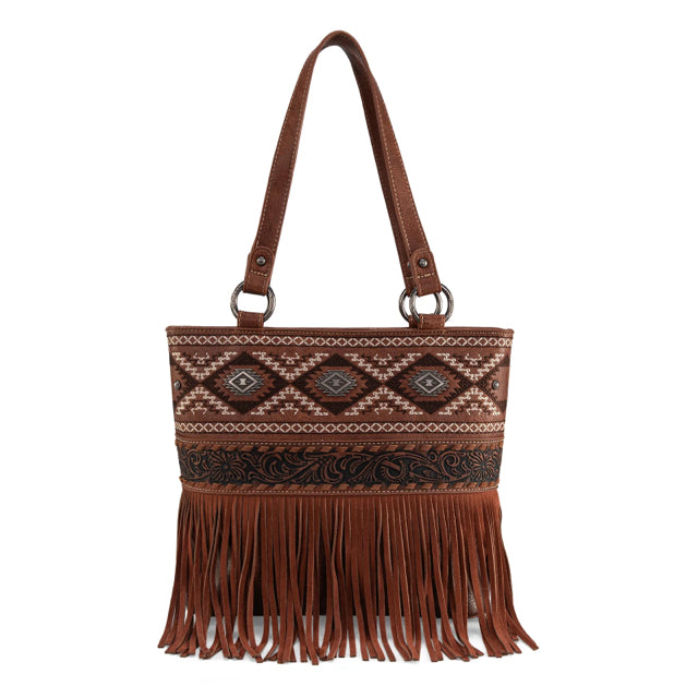 New MONTANA WEST Brown Cream Trim M Tote Purse