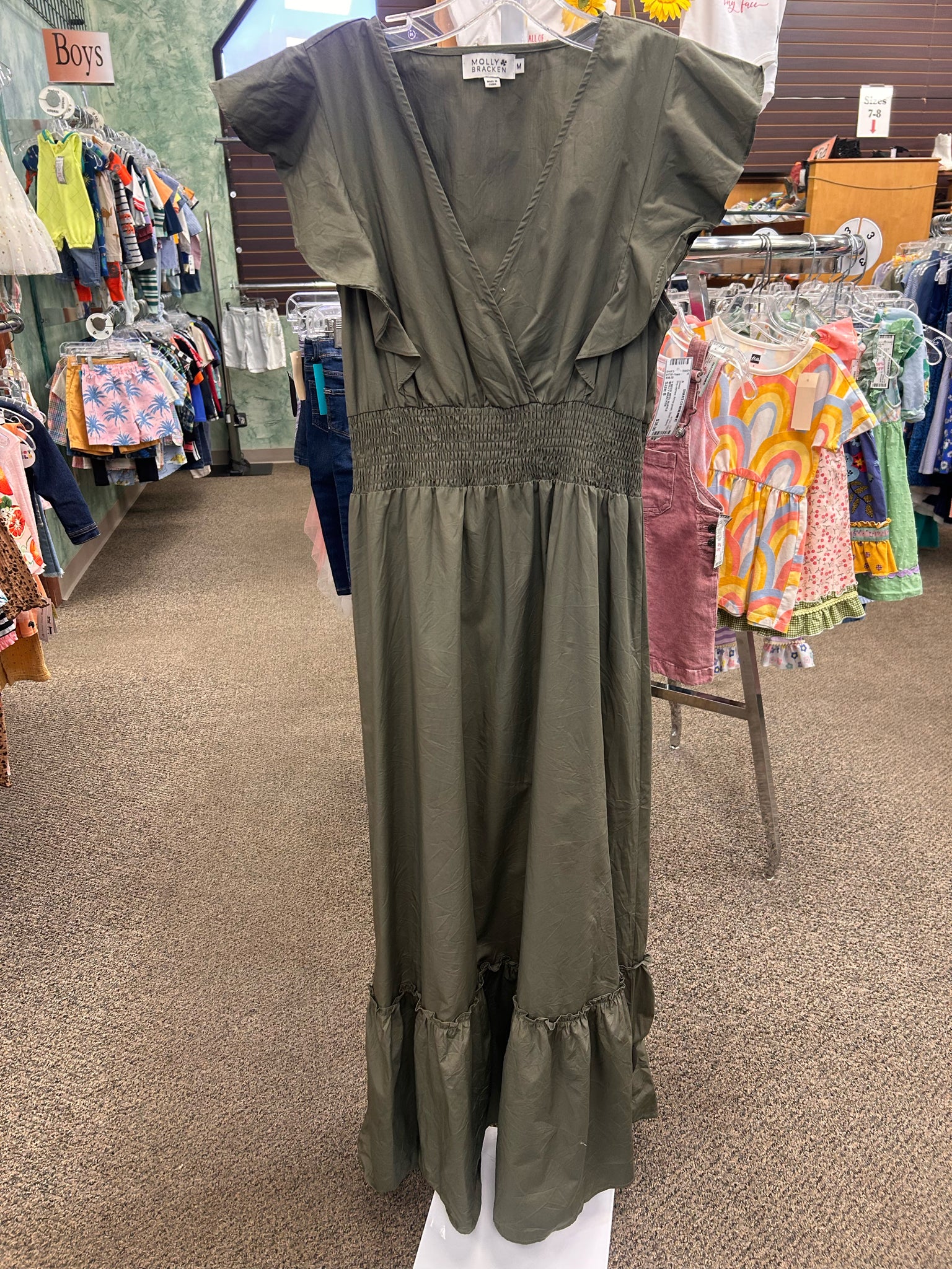 Pre-owned MOLLY BRACKEN Army green Size 8 Short Sleeve Dress
