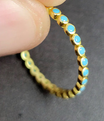 New Sterling Silver 14k gold Turquoise Ring Size 6 Ring