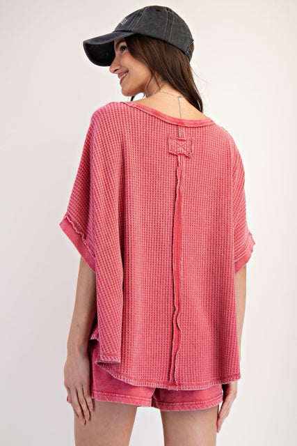 New EASEL Red Size M/L Short Sleeve Blouse