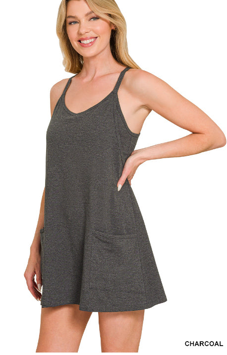 New Zenana Charcoal Size Small Spaghetti Strap Dress