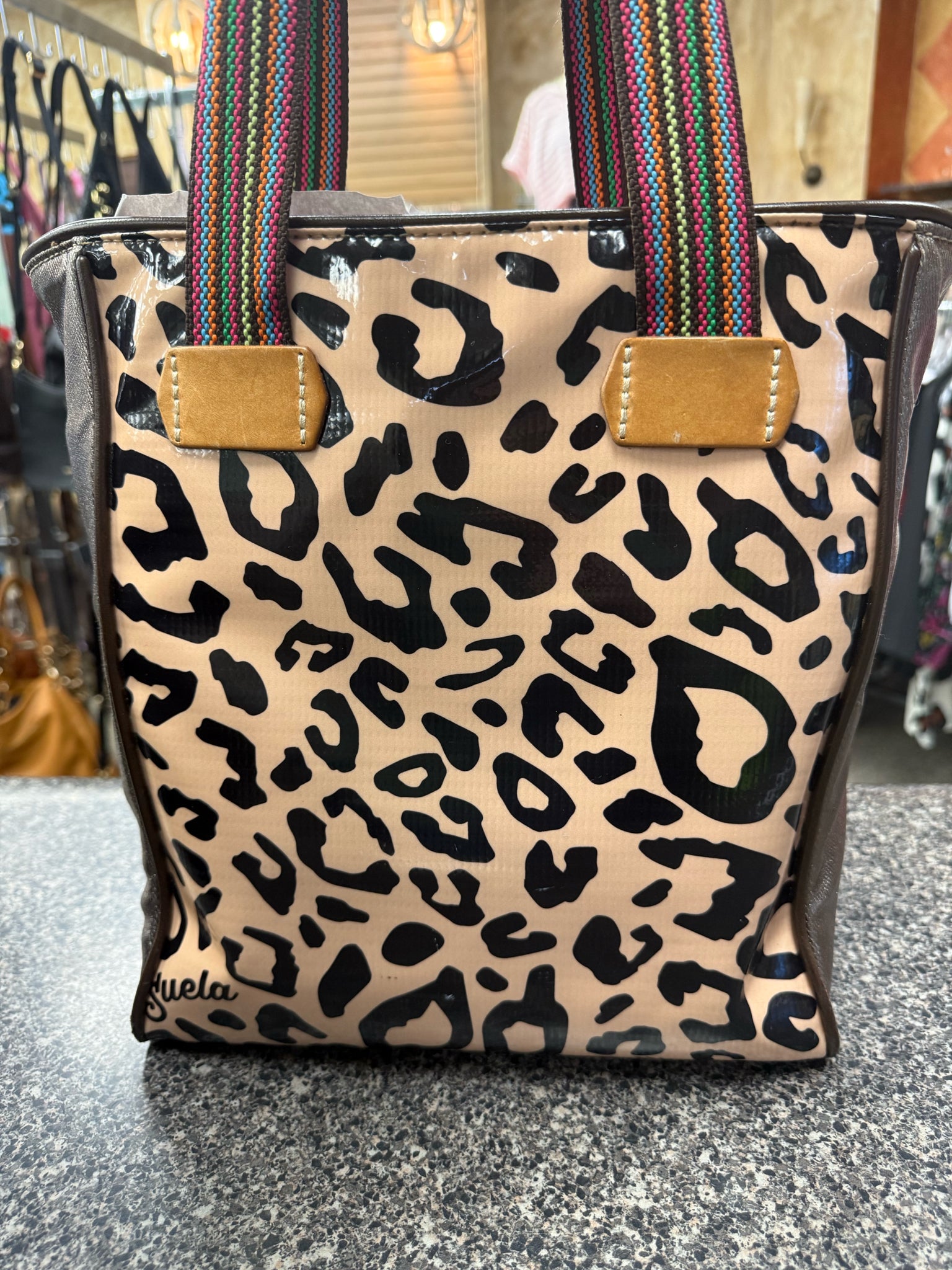 Pre-owned CONSUELA Leopard Bronze Tote Designer Purse