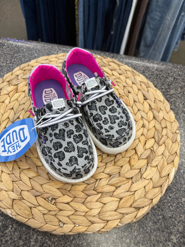 New with Tag HEY DUDE Gray Leopard Lavender Trim Shoe Size 11 Girls Shoe