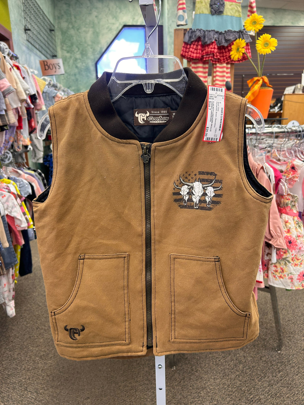 Pre-owned COWBOY HARDWARE Brown C-SIZE 7 Sleeveless Boys Vest